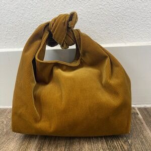 Merit Corduroy Signature Beauty Makeup Bag Tote Pouch Slouch Brown Mustard Knot